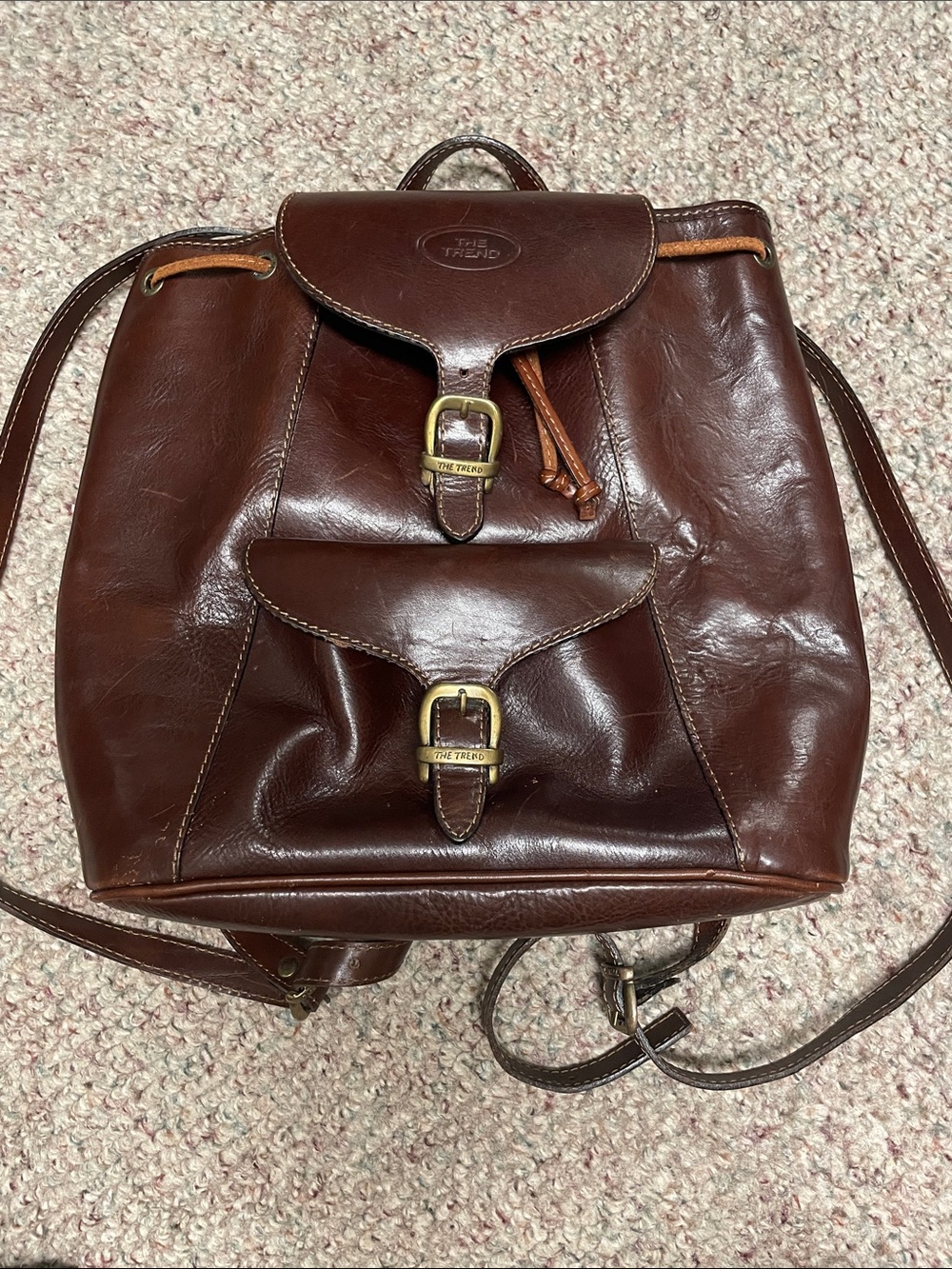Vintage Brown Leather Italian made the trend Backpack -